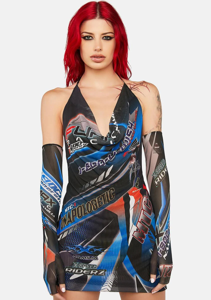 Namilia RACING MESH DRAPE DRESS