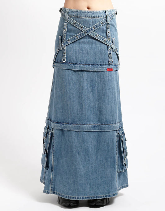 TRIPP NYC ZIP OFF SKIRT LIGHT DENIM