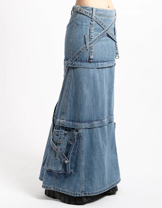 TRIPP NYC ZIP OFF SKIRT LIGHT DENIM