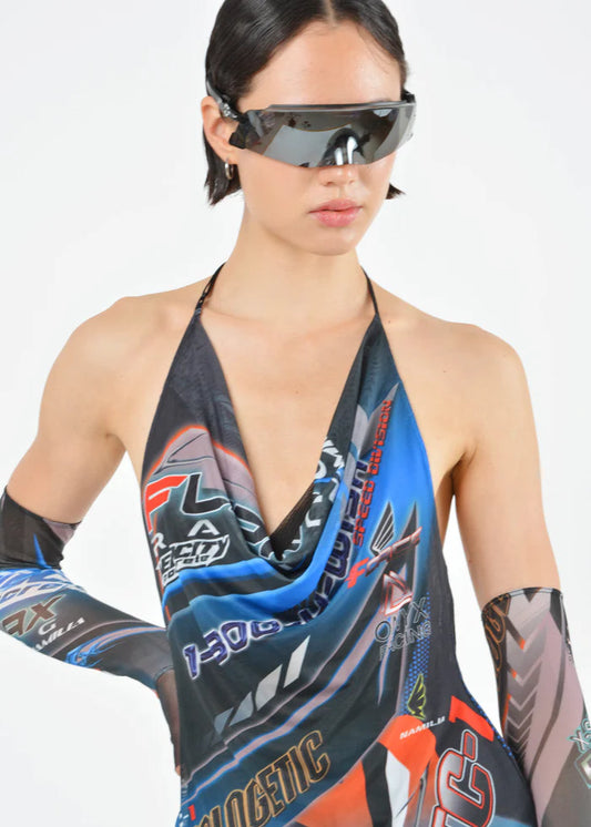 Namilia RACING MESH DRAPE DRESS