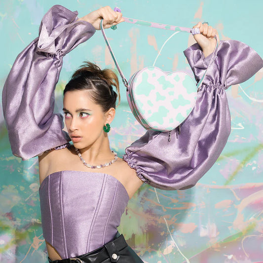 Koi Funky Town Lilac Cow Print Bag