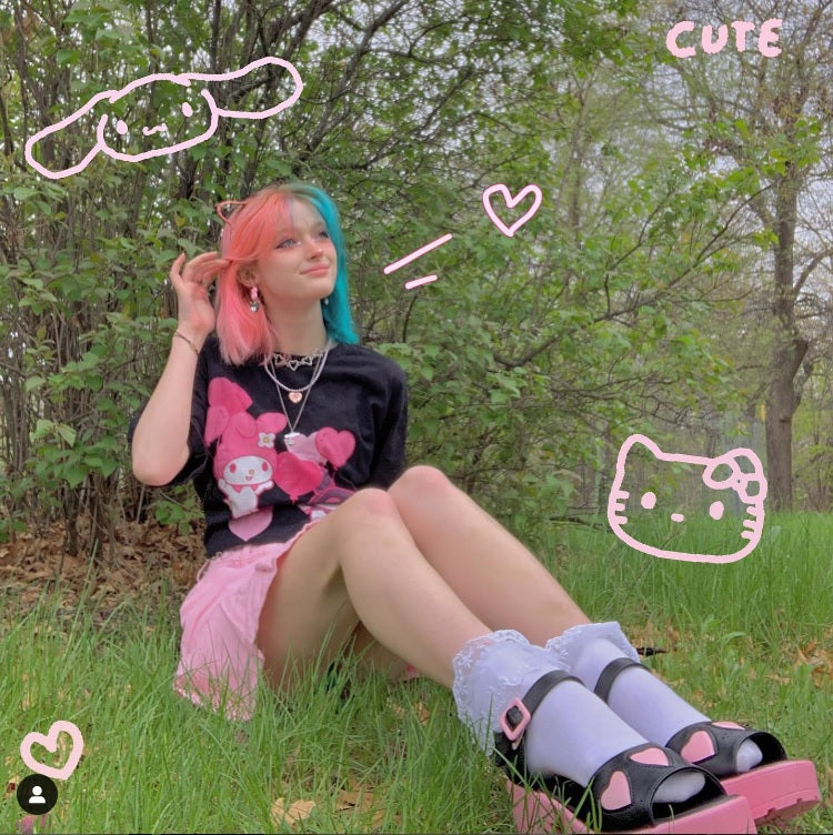 Koi Romance Rebel Pink Heart Sandals