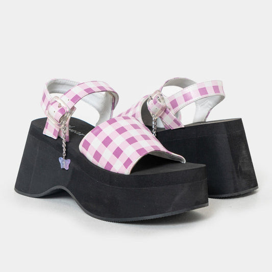 Koi Flying Whispers Purple Plaid Butterfly Sandals