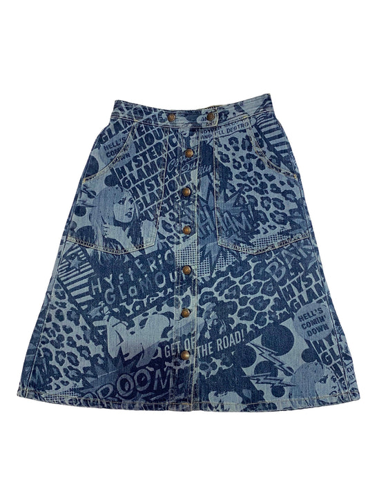 Vintage Hysteric Glamour Leopard print Denim Skirt