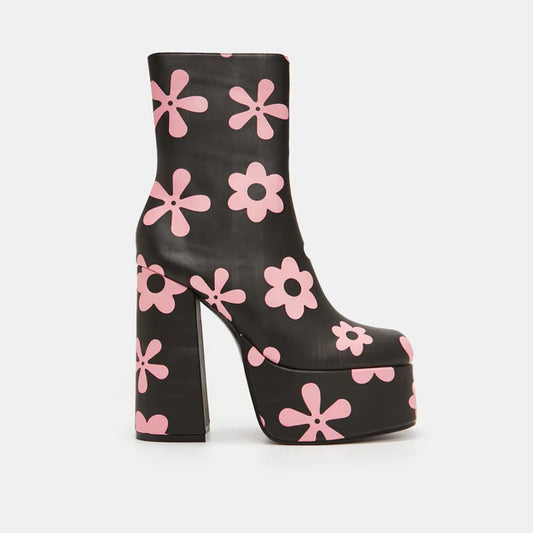 Koi Empty Flowers Platform Heeled Boots
