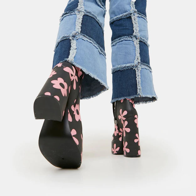 Koi Empty Flowers Platform Heeled Boots