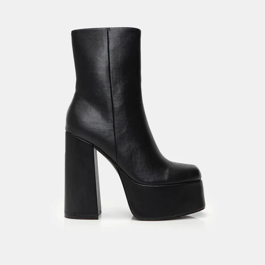Koi Lexus Black Platform Heeled Boots
