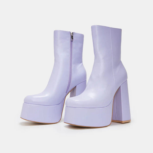 Koi Lexus Purple Platform Heeled Boots