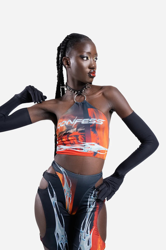 Namilia CONFESSION CHOKER TOP- ORANGE