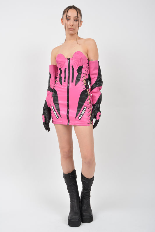 Namilia PINK MOTO CONE DRESS