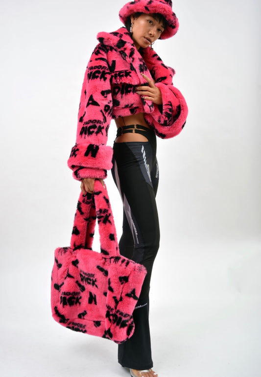 Namilia J'ADORE DICK JACQUARD FAUX FUR TOTE BAG