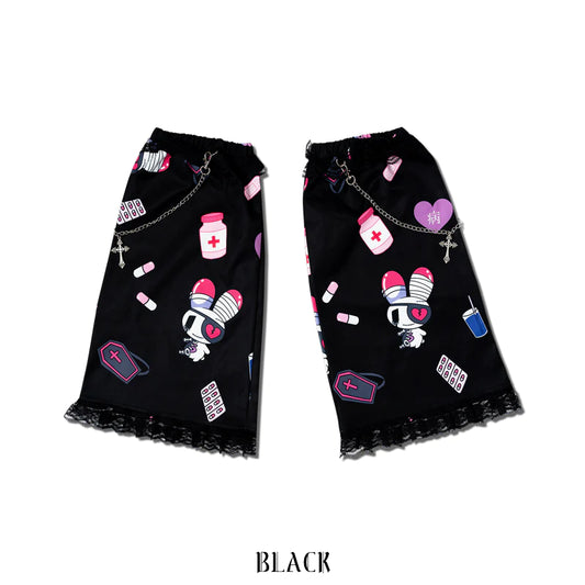 ACDC Rag 病みかわパンク Punk Leg Warmers Black/ Pink