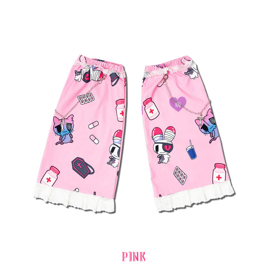 ACDC Rag 病みかわパンク Punk Leg Warmers Black/ Pink