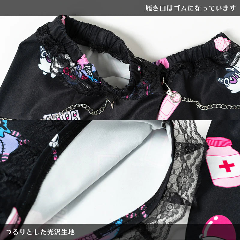 ACDC Rag 病みかわパンク Punk Leg Warmers Black/ Pink