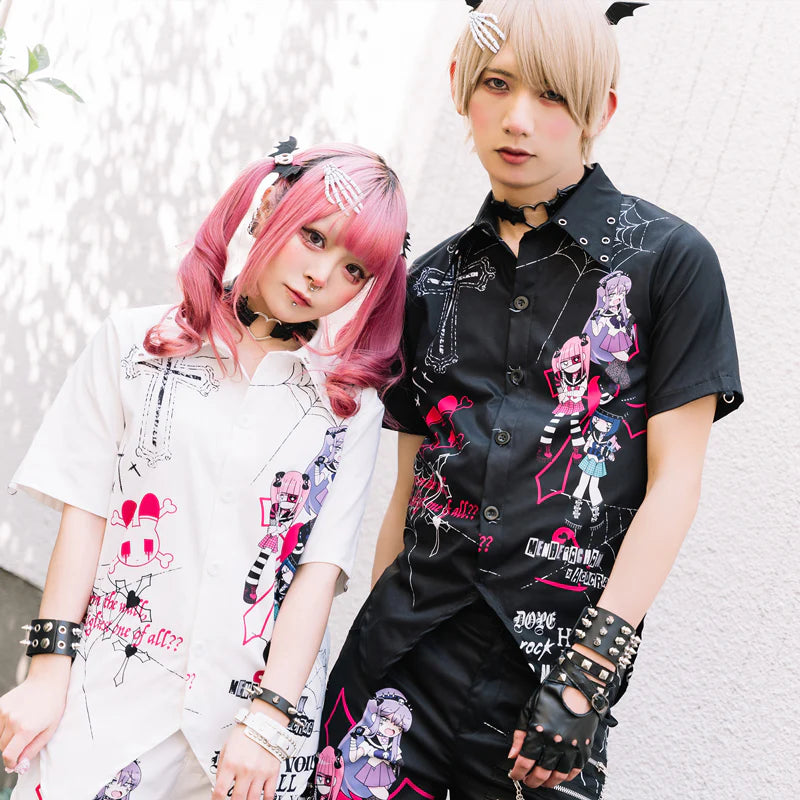 ACDC Rag EMOパンクメンヘラチャン シャツPunk Menhera Chan Shirt Black
