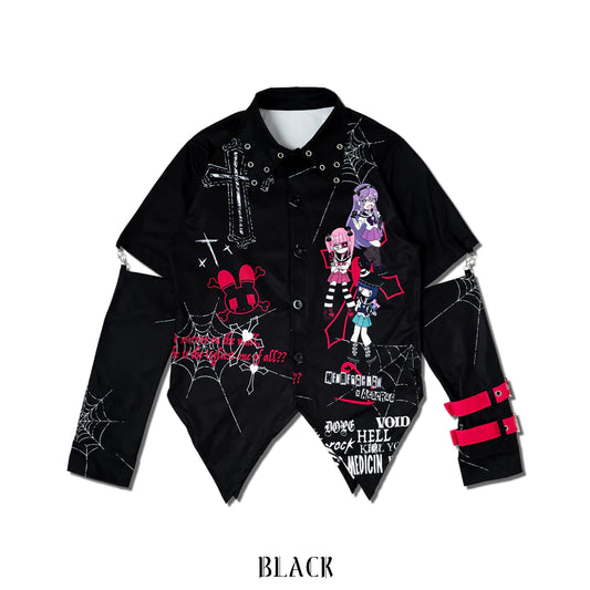 ACDC Rag EMOパンクメンヘラチャン シャツPunk Menhera Chan Shirt Black