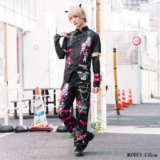 ACDC Rag EMOパンクメンヘラチャン シャツPunk Menhera Chan Shirt Black