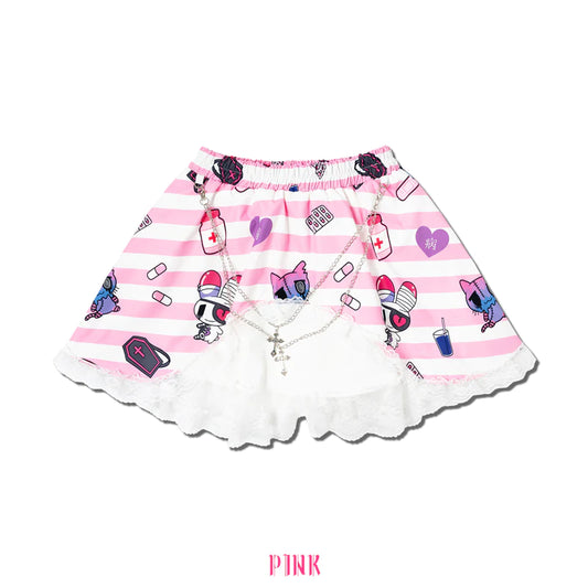 ACDC Rag 病みかわパンク Punk Skirt Black/ Pink