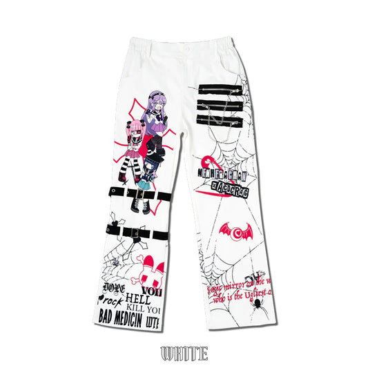 ACDC Rag EMO Punk Menhera Chan Long Pants Black/ White