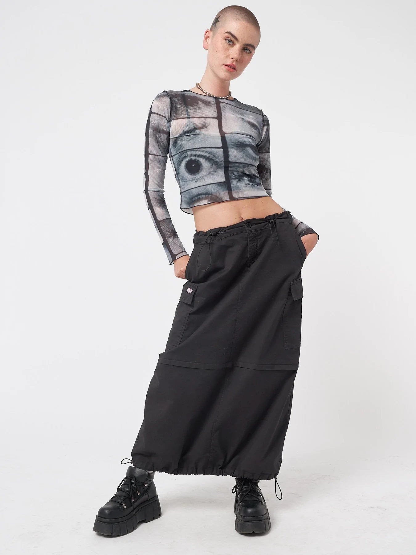 Minga London MIRROR EYES MESH CROP TOP