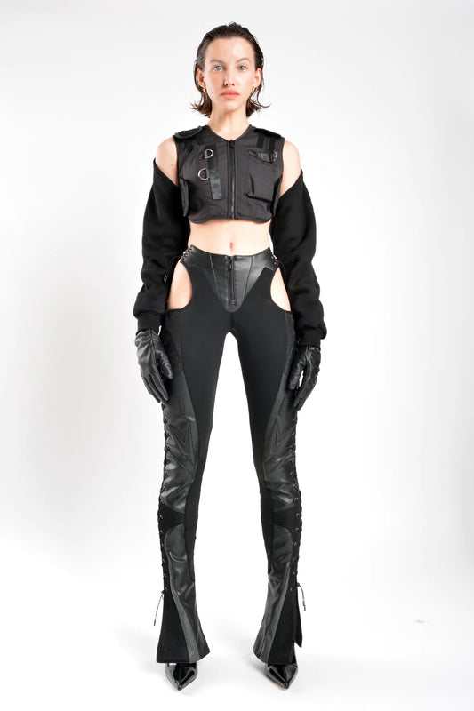 Namilia MOTO LACE UP PANTS- Black