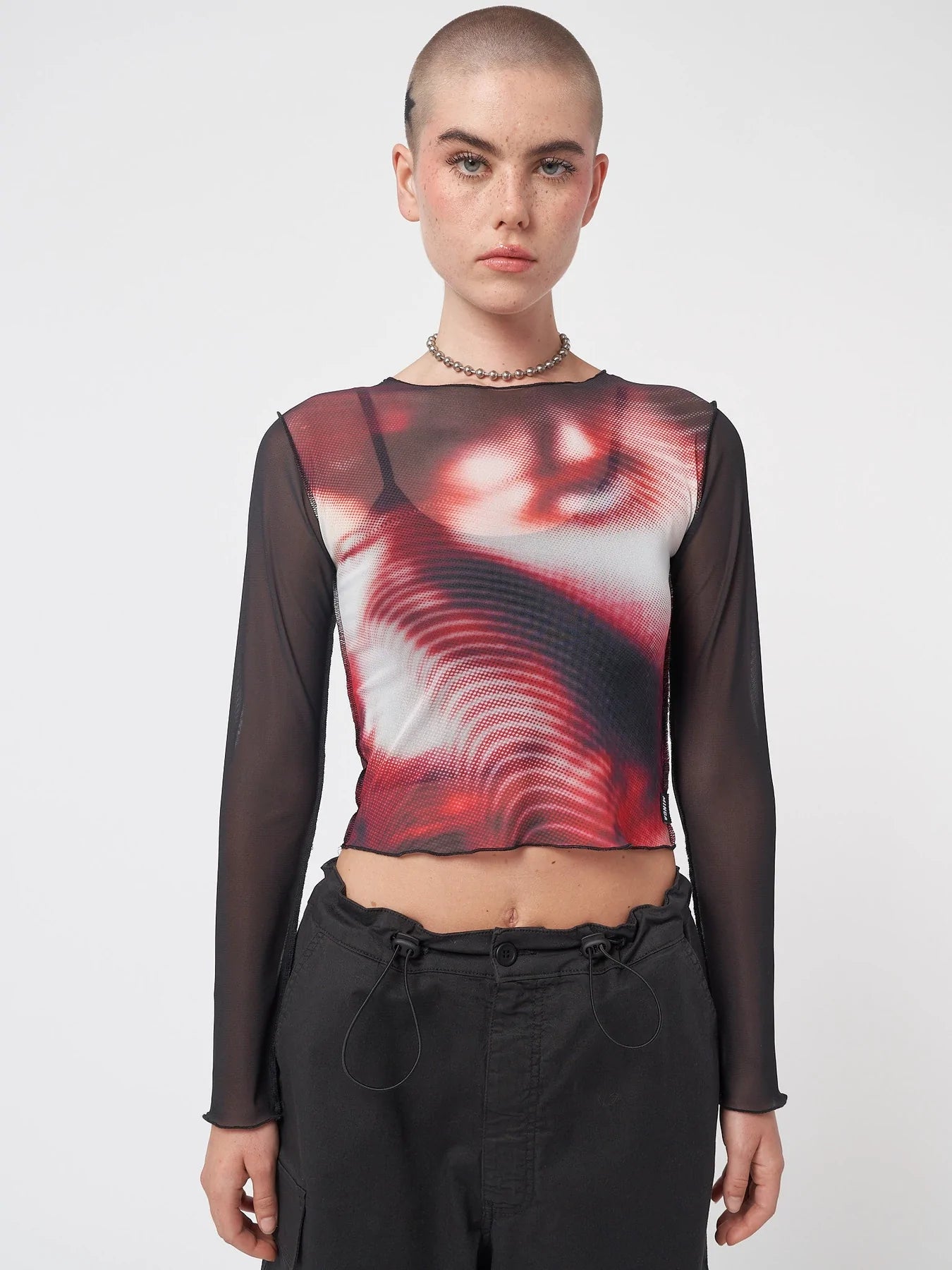 Minga London PIXEL BLACK RED MESH CROP TOP – Running Ashtray