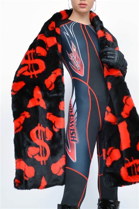 Namilia MONOGRAM FAUX FUR SCARF