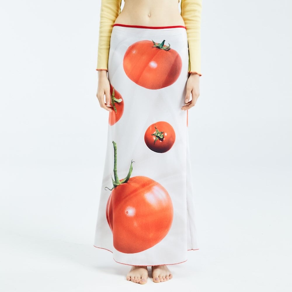 printed tomato skirt