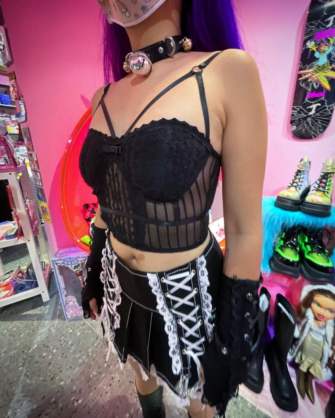 Punk style black corset top