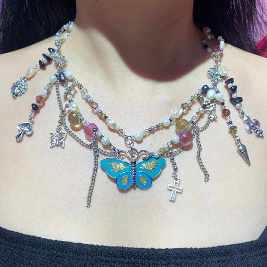 Fairy grunge style Handmade butterfly necklace
