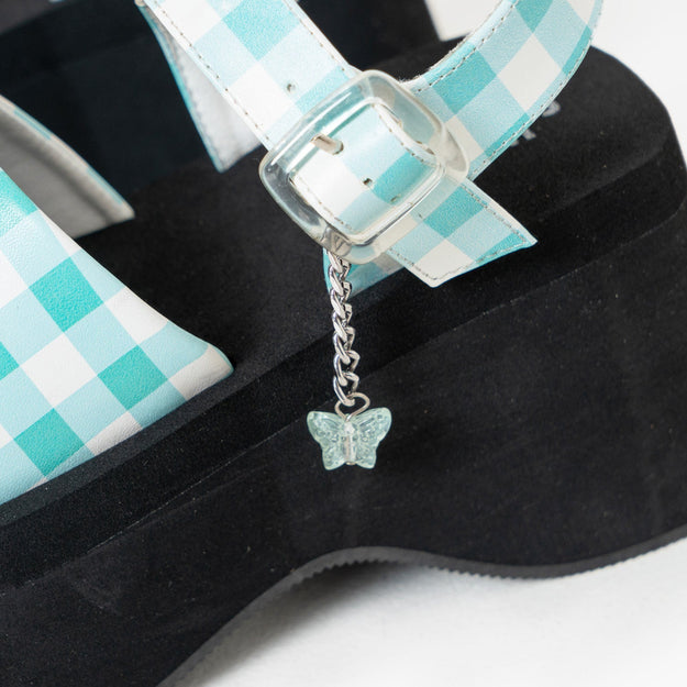 Koi Flying Whispers Blue Plaid Butterfly Sandals