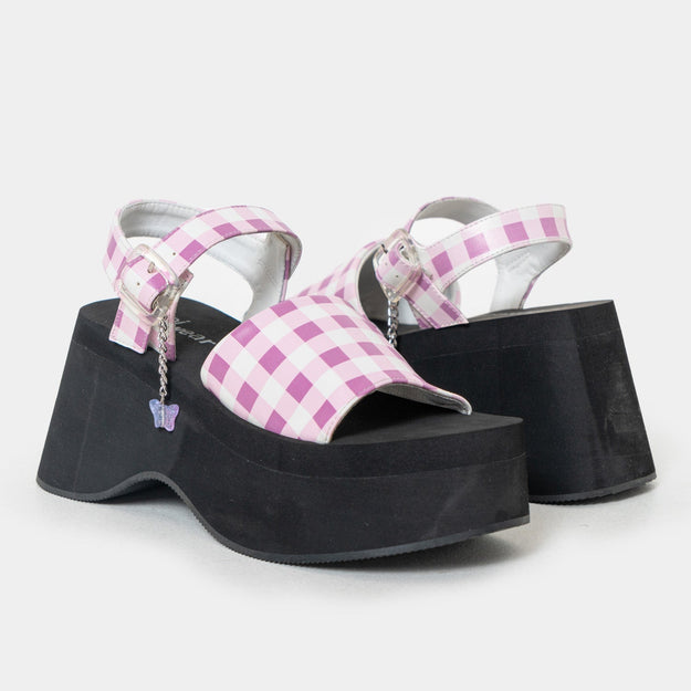 Koi Flying Whispers Purple Plaid Butterfly Sandals