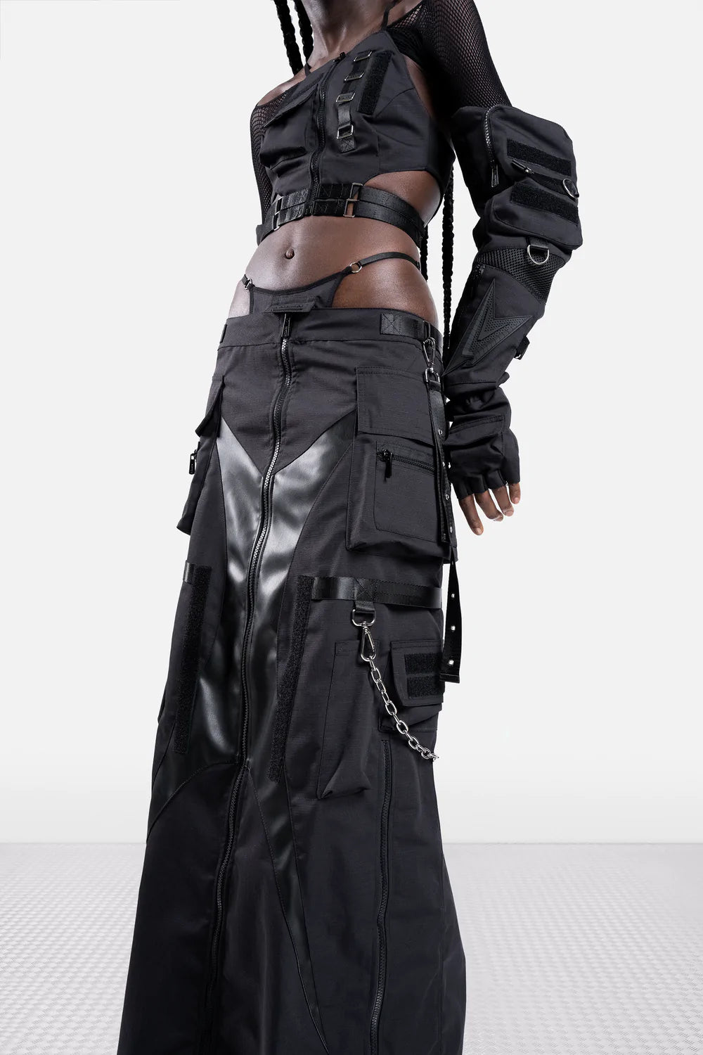 Namilia TECHNO LONG SKIRT WITH TACTICAL STRING PANTY