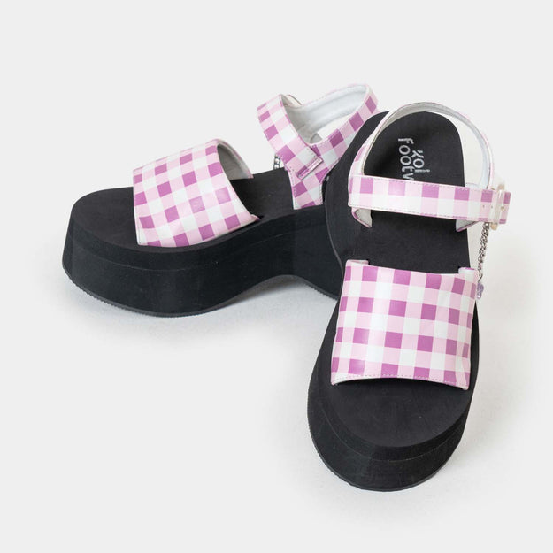 Koi Flying Whispers Purple Plaid Butterfly Sandals