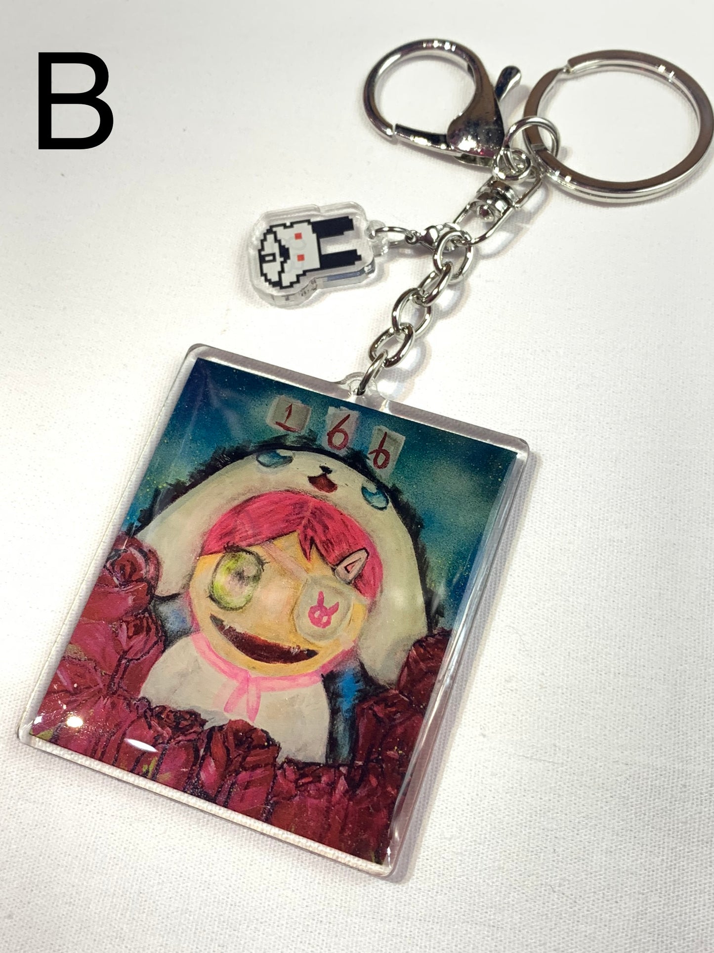 ✨E8迷你畫作水晶滴膠鎖匙扣Keychains