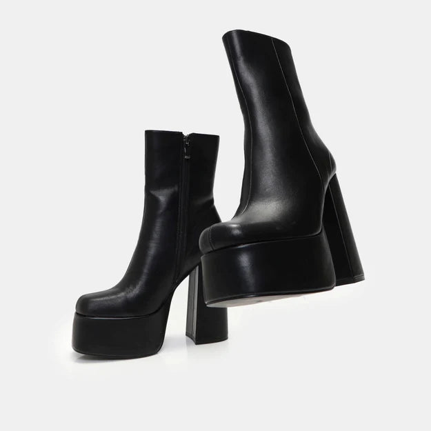 Koi Lexus Black Platform Heeled Boots