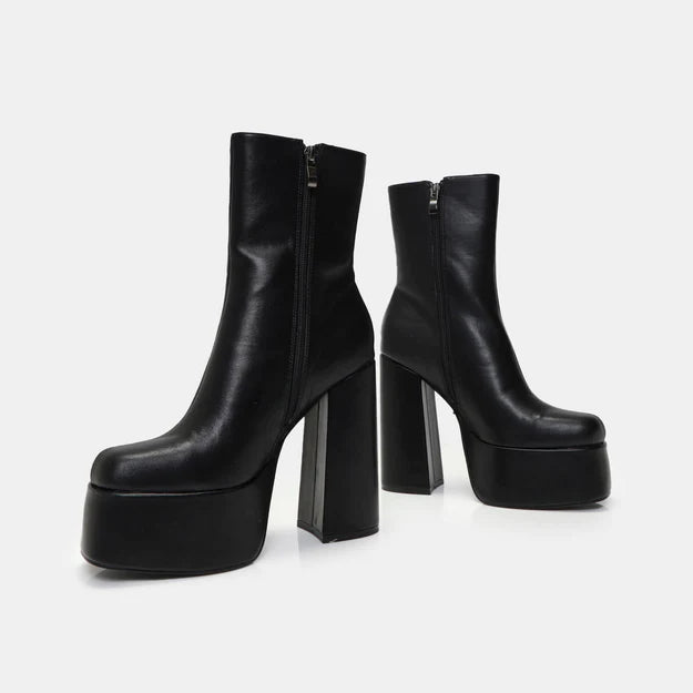 Koi Lexus Black Platform Heeled Boots