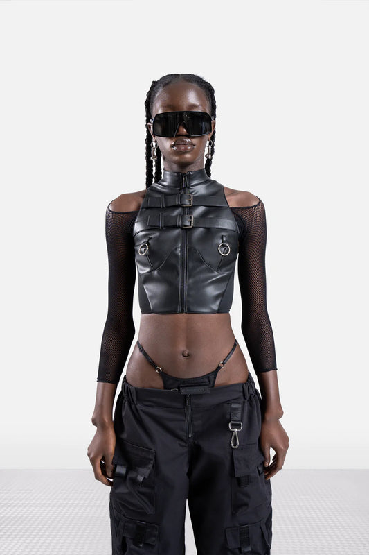 Namilia faux leather racing pants with cut outs