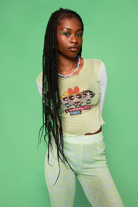 POWERPUFF GIRLS LEOPARD MESH TOP