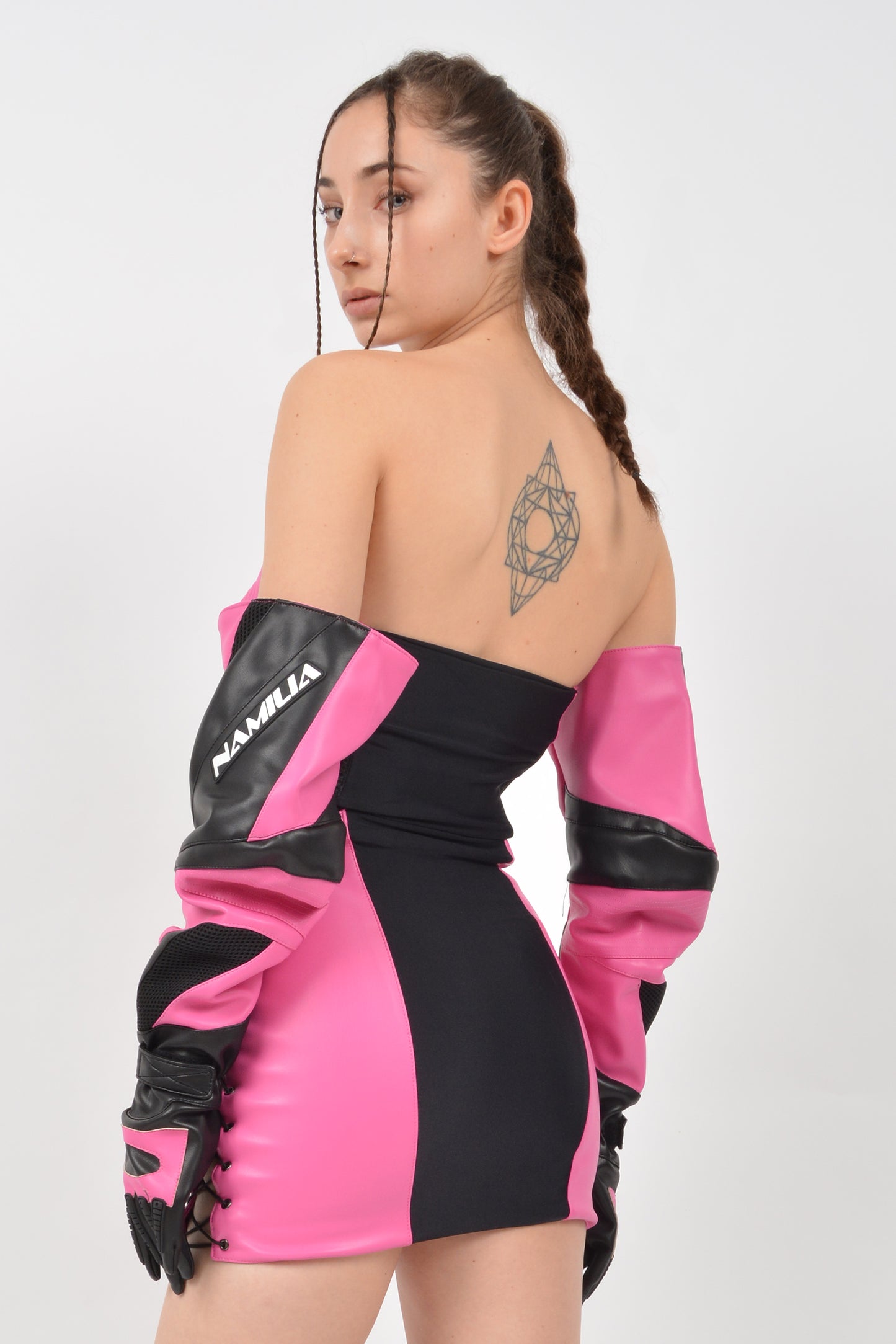 Namilia PINK MOTO CONE DRESS