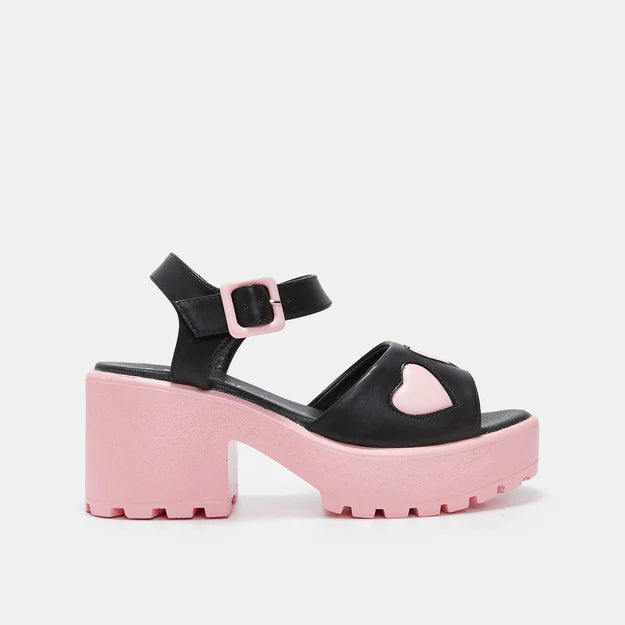 Koi Romance Rebel Pink Heart Sandals