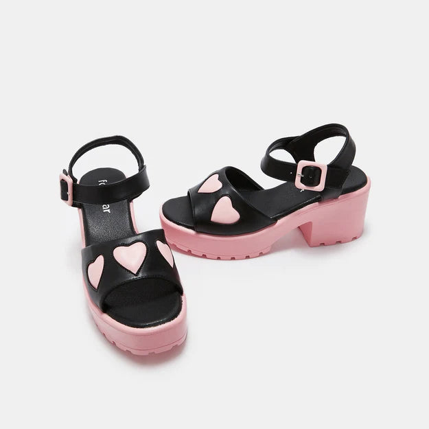 Koi Romance Rebel Pink Heart Sandals