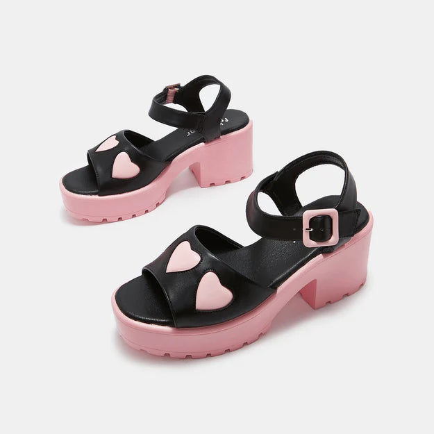 Koi Romance Rebel Pink Heart Sandals