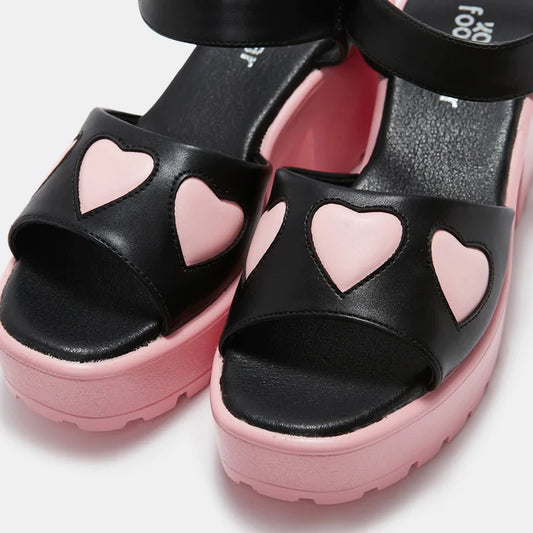 Koi Romance Rebel Pink Heart Sandals