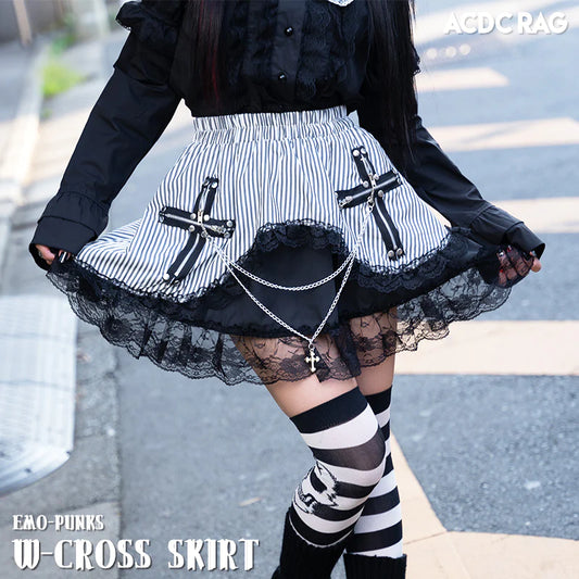 ACDC Rag W-Cross Skirt Black&white