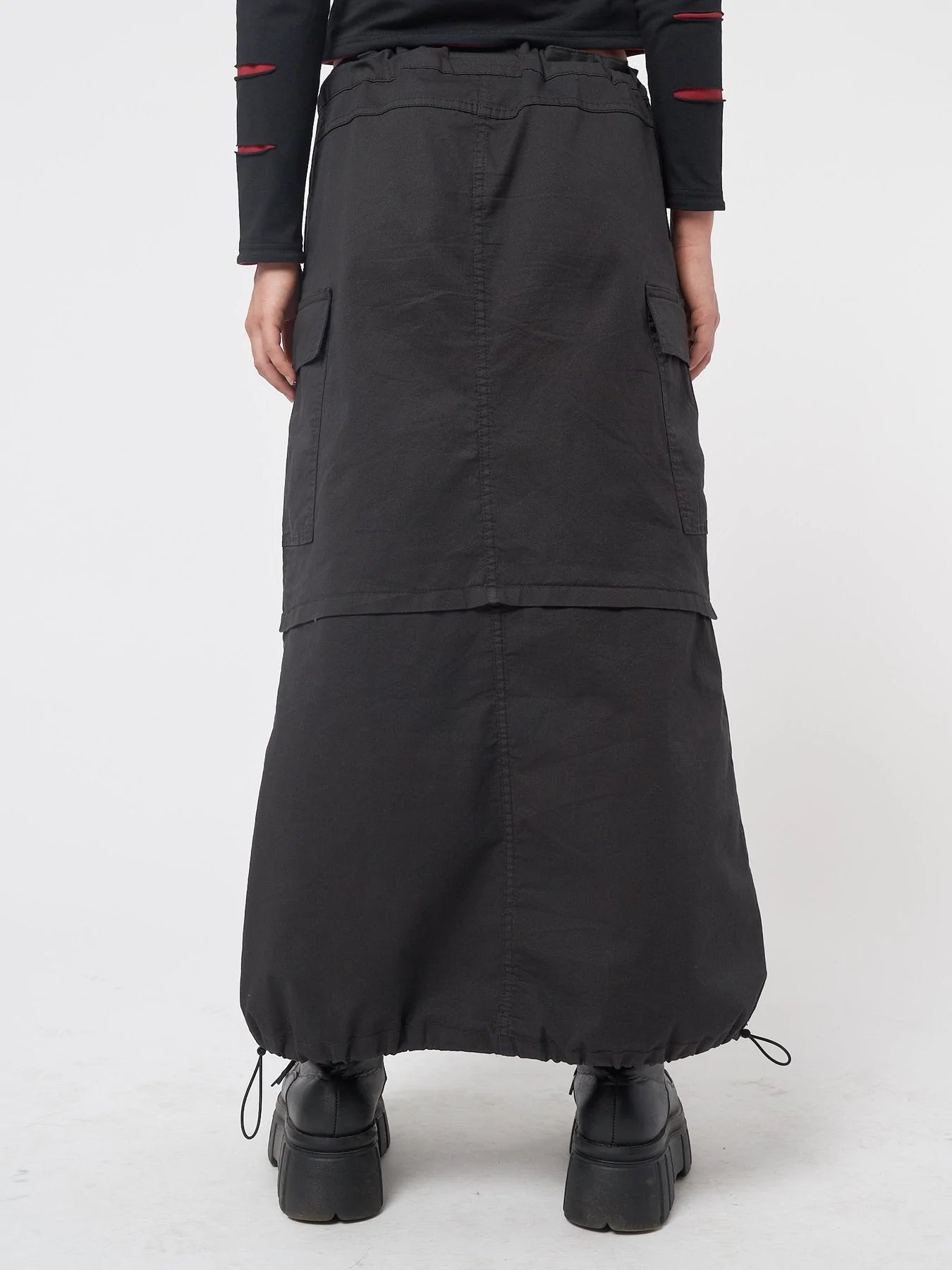 Minga London RUBY BLACK MAXI TECH CARGO SKIRT