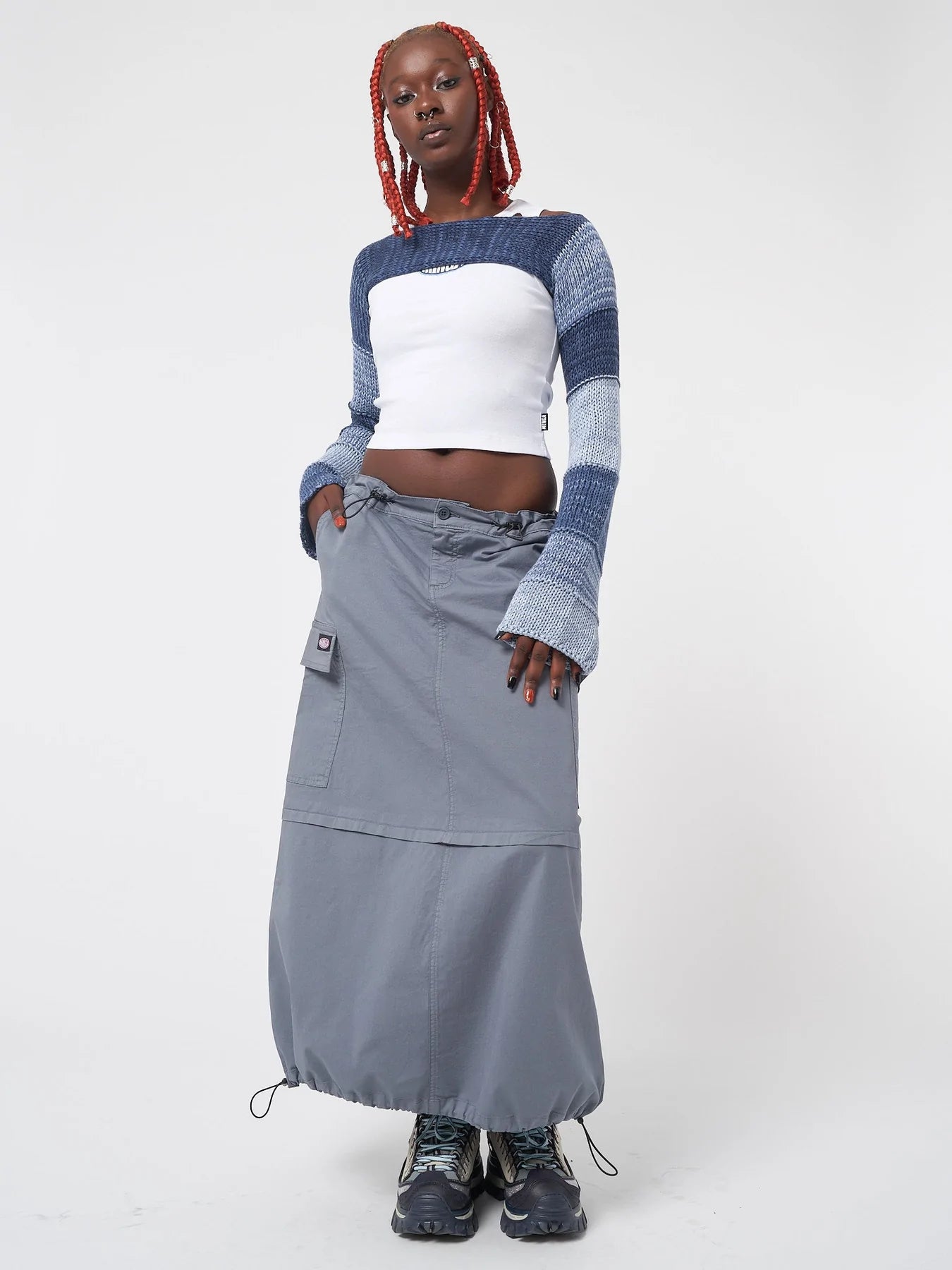 Minga London RUBY STONE BLUE MAXI TECH CARGO SKIRT