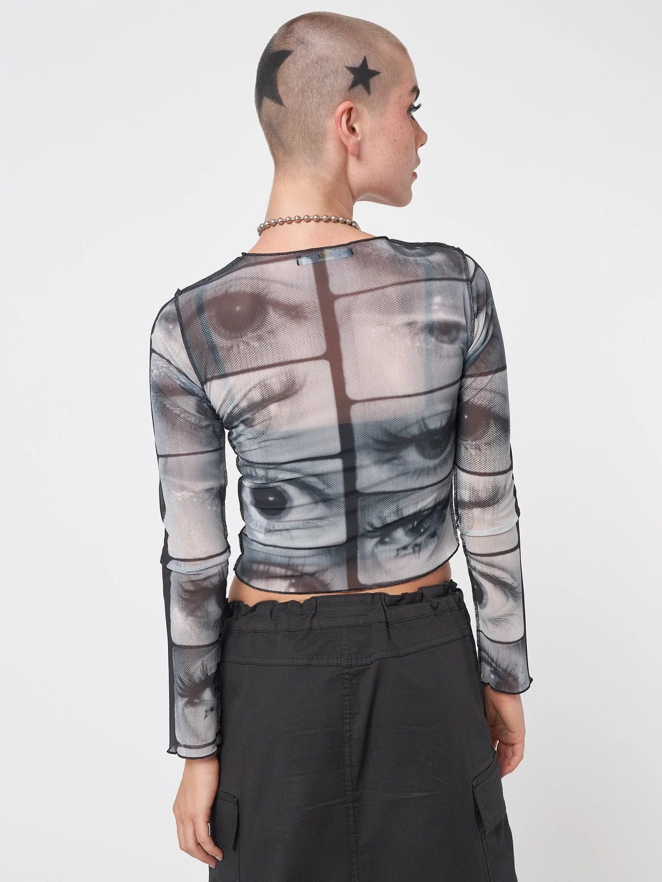 Minga London MIRROR EYES MESH CROP TOP