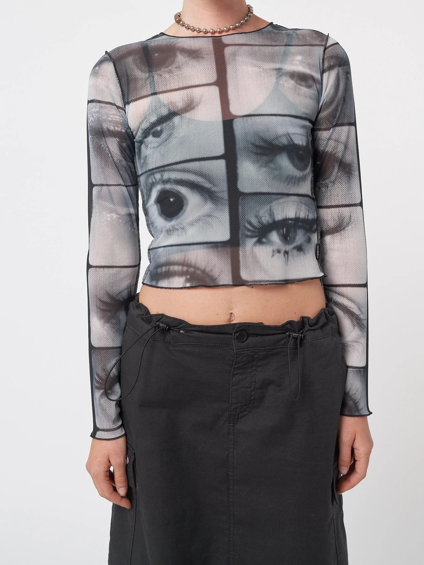 Minga London MIRROR EYES MESH CROP TOP